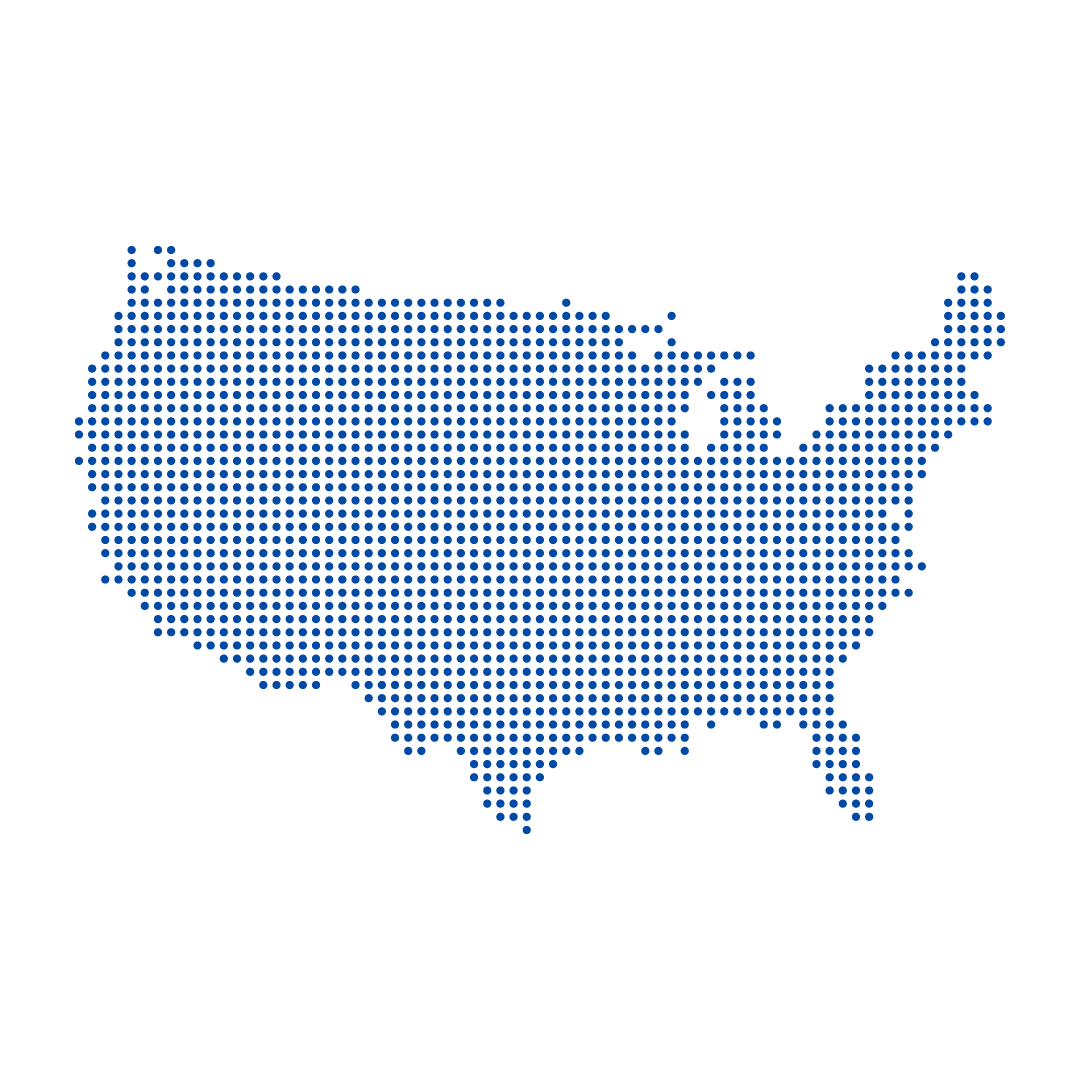 Dotted map of the United States of America